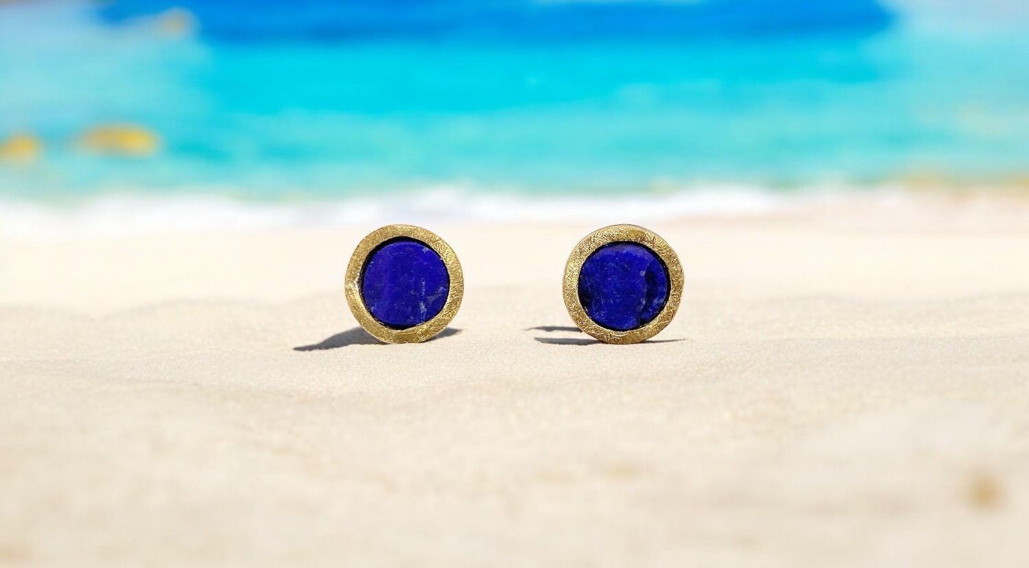 pendientes lapislazuli bruto redondos plata oro