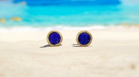 PENDIENTES LAPISLAZULI BRUTO REDONDOS PLATA ORO