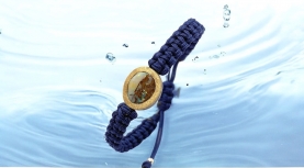 BRAZALETE OPALO BOULDER OVAL MACRAME AZUL MARINO PLATA ORO