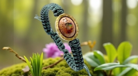 OVAL MEXICAN FIRE OPAL GREEN MACRAME BRACELET IN SILVER AND GOLD
